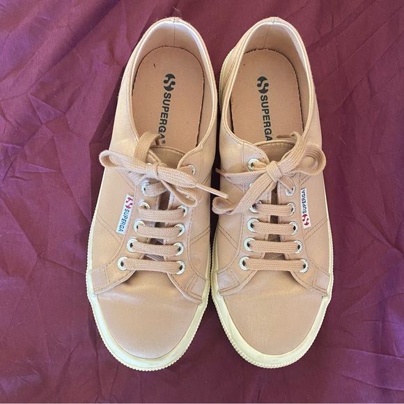 SUPERGA Blush Pink Satin Lace Up Sneaker - Picture 4 of 9